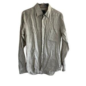 Forsyth of Canada Tan 100% Linen Lightweight Breezy Button Up Long Sleeve Shirt